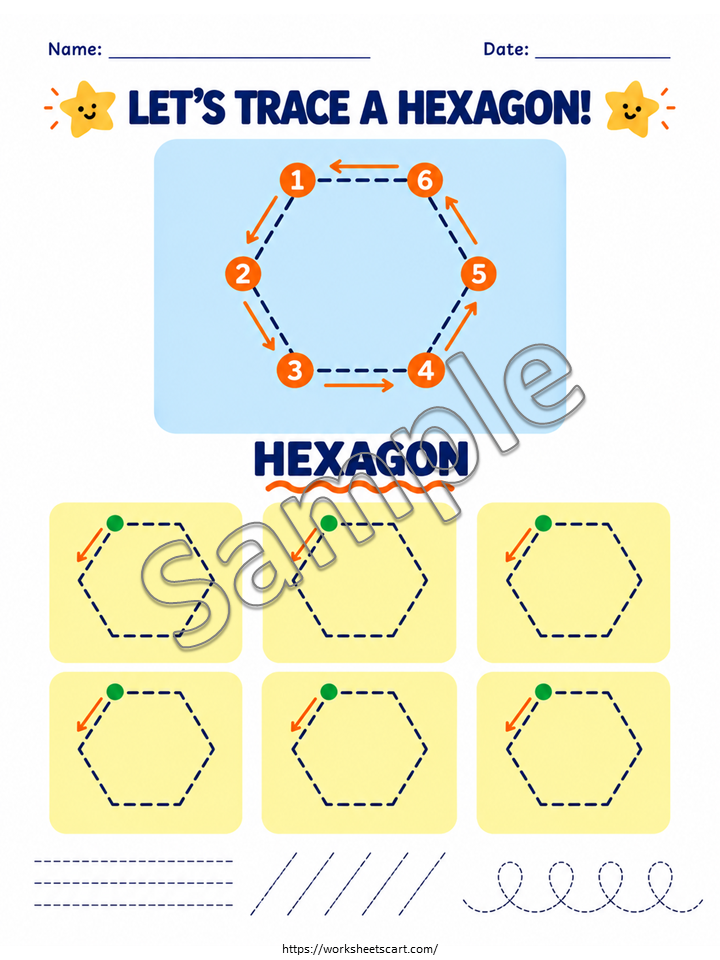 Shape Tracing Worksheets for Preschool & Kindergarten | 12 Printable Shapes, WWF588