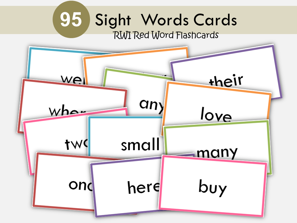 95 Red Word Flashcards, Tricky Words, High Frequency Words, Set 1 to 4 Phonics Reading, Kindergarten, Grade 1,2,3, Homeschool, WWF414