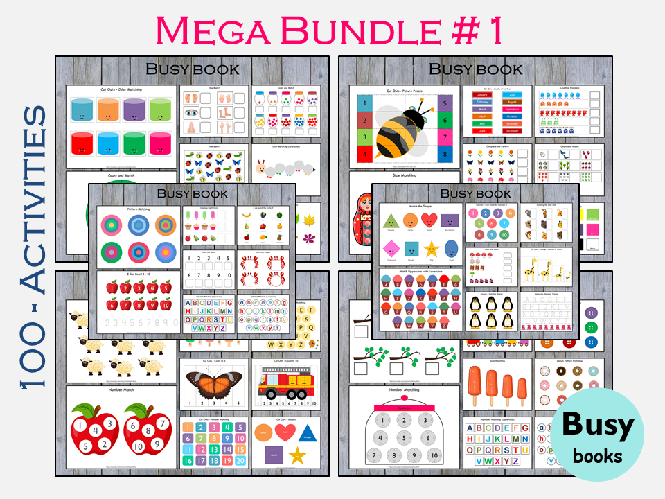 Busy Books and Binders for Kids, Busy Book Pages for Toddler, Busy Book Bundle, Preschool Activities, Homeschool, Montessori Resources, WWF143