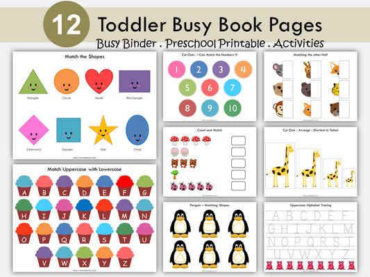 Busy Book Printable, Toddler Learning Binder, Preschool Activities, Homeschool Resources, Montessori Materials, Kids Quiet Book, WWF125