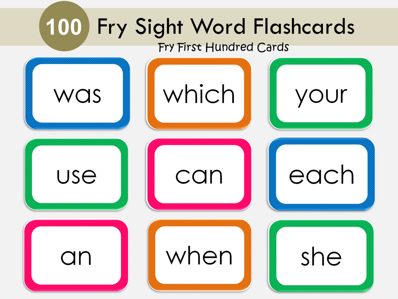 Sight Words Flashcards, Fry First Hundred Words Practice, High Frequency Word Printable, Kindergarten, Phonics, Learn To Read, Homeschooling, WWF131