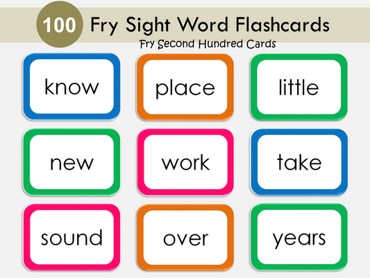 Fry Second 100 Sight Words Flashcards Printable – Colorful Border, High Frequency Words, Learn to Read, Kindergarten, 1st Grade, 2nd Grade, WWF133
