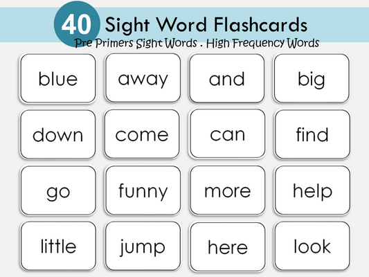 Printable Dolch Pre-Primer Sight Word Flashcards | Preschool, Pre-K & Kindergarten | Early Reading Printable | Literacy Center | Homeschool, WWF134