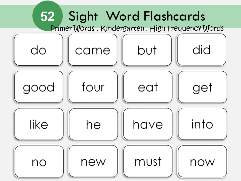 Sight Word Flashcards, 52 Pre Primer Level 2 High Frequency Words, Kindergarten Sight Words, Spellings, Learn to Read, Homeschool, WWF135