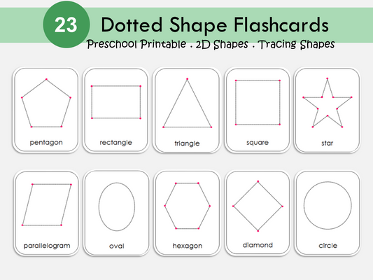 Dotted 2D Shape Tracing Cards Printable | Preschool & Toddler Learning Activity | Shapes Tracing Worksheets for Kids | Instant Download | WWF136