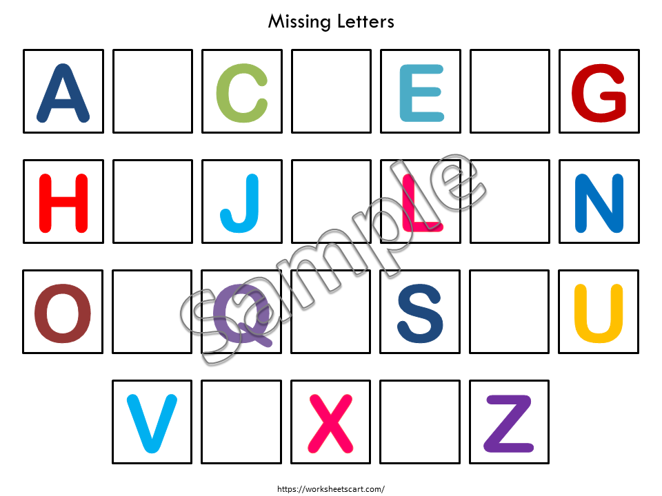 Alphabet Worksheets for Kids, Alphabet Busy Book Pages, Preschool Printable, Missing Letters A-Z Recognition, Toddlers Morning Activities, WWF138