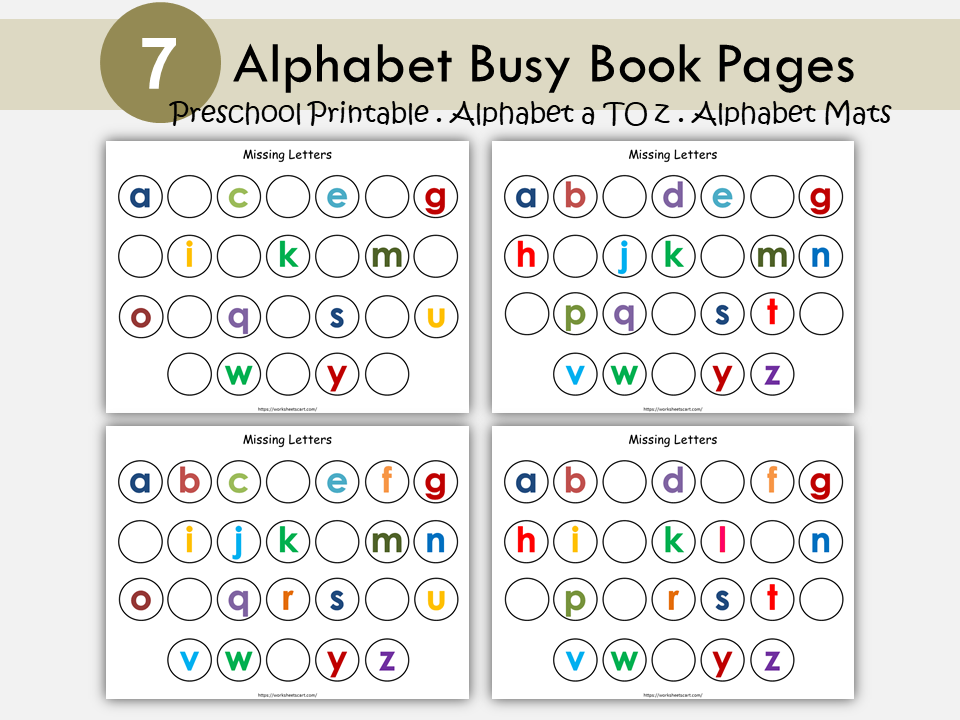 Alphabet Worksheets for Kids, Alphabet Printable, Missing Letters, Alphabet Busy Book Pages, A-Z Recognition, Preschool Activities, WWF139
