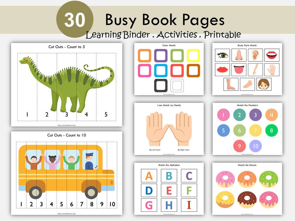 Busy Book Printable, Toddler Learning Binder, Preschool Activities, Homeschool Resources, Montessori Materials, Kids Quiet Book, Homeschool, WWF142