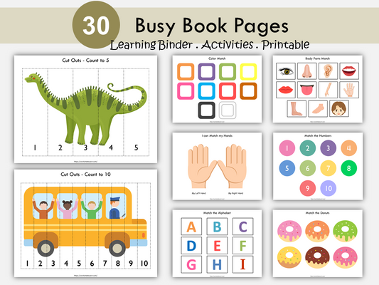 Busy Book Printable, Toddler Learning Binder, Preschool Activities, Homeschool Resources, Montessori Materials, Kids Quiet Book, Homeschool, WWF142