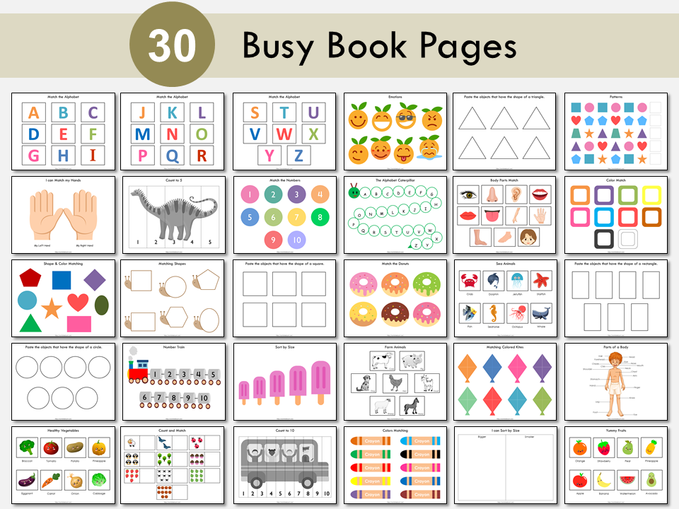 Busy Book Printable, Toddler Learning Binder, Preschool Activities, Homeschool Resources, Montessori Materials, Kids Quiet Book, Homeschool, WWF142