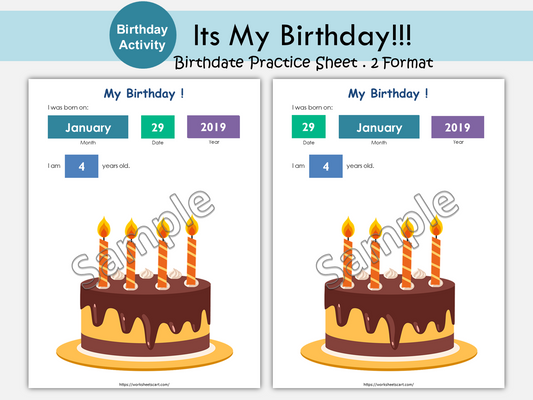 My Birthday Printable PDF, I Know My Age and Birthday Worksheet, Toddler Birthday Activity, About Me, Preschool, Kindergarten, WWF157