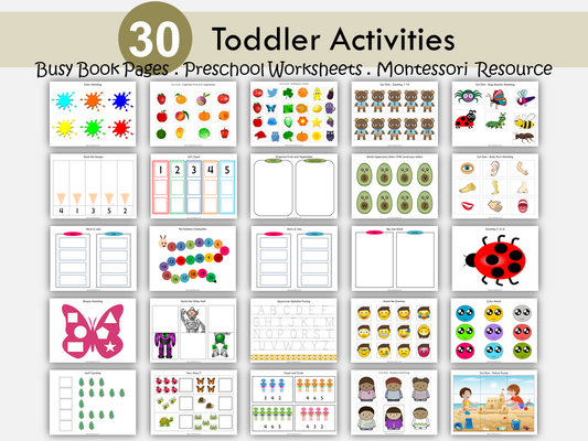 Toddler Busy Book, Preschool Learning Binder, Busy Binder For Kid, Printable Quiet Book for Kids, Homeschool Montessori Resource, WWF158