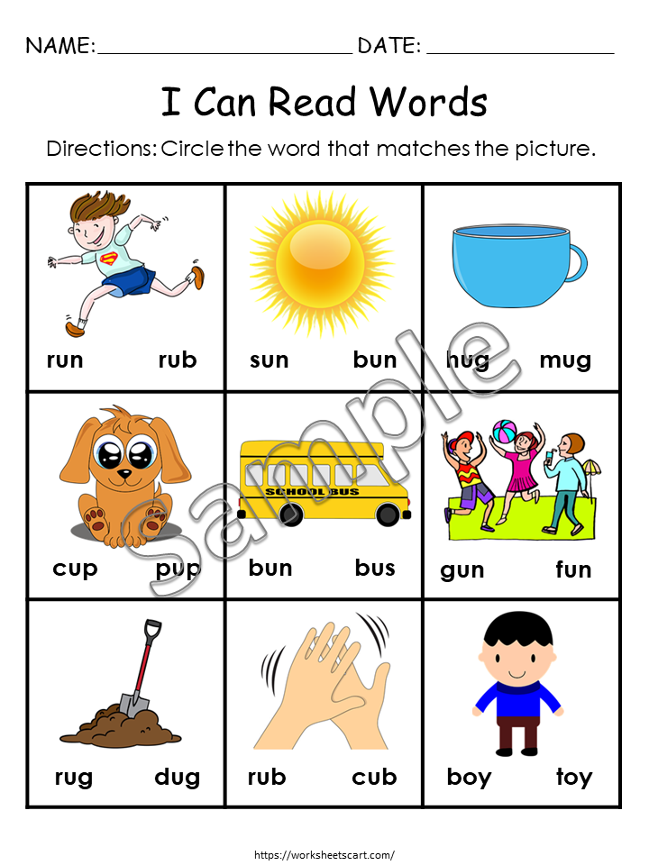 CVC Word Worksheets | Short Vowel Sounds A E I O U | Circle the Correct Word | Kindergarten Phonics Printables | CVC Reading Practice PDF, WWF161