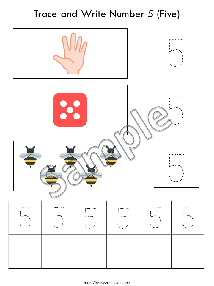 Number Tracing Worksheets 1-10 for Preschool & Kindergarten, Printable Handwriting Practice, Learning Early Math Skills, Digital Download, WWF163