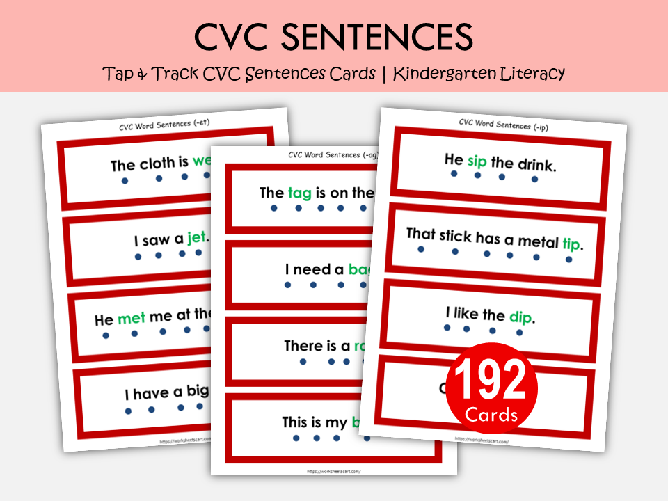 Phonics CVC Words Reading Booklets Printable for Kindergarten, CVC Wor