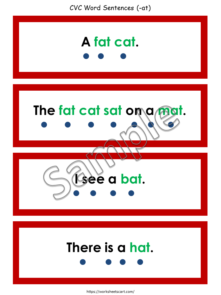 Phonics CVC Words Reading Booklets Printable for Kindergarten, CVC Word Families, Instant Download, Sentence Strips, Montessori, First Grade, WWF167