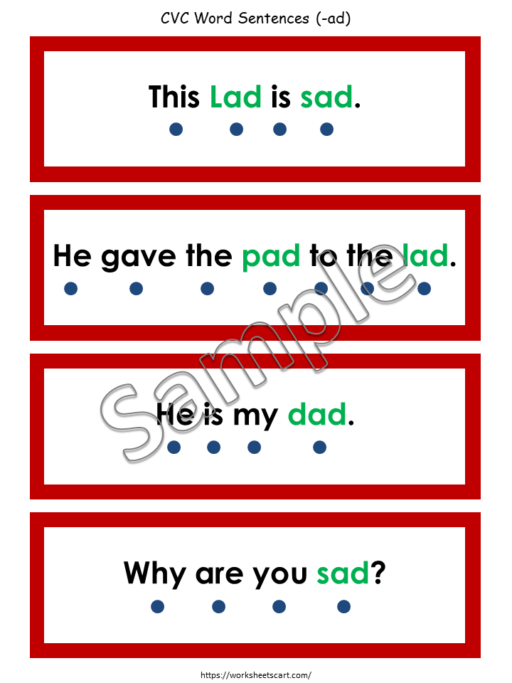 Phonics CVC Words Reading Booklets Printable for Kindergarten, CVC Word Families, Instant Download, Sentence Strips, Montessori, First Grade, WWF167