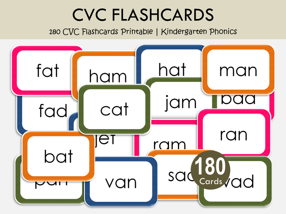 180 CVC Flashcards Printable | 3 Letter Words Phonics Cards | Colorful ... 180 CVC Flashcards Printable | 3 Letter Words Phonics Cards | Colorful ...