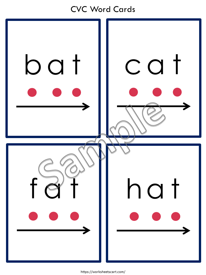 180 CVC Flashcards Printable | Phonics Blending Cards for Early Reading & Literacy | Kindergarten Center, WWF176