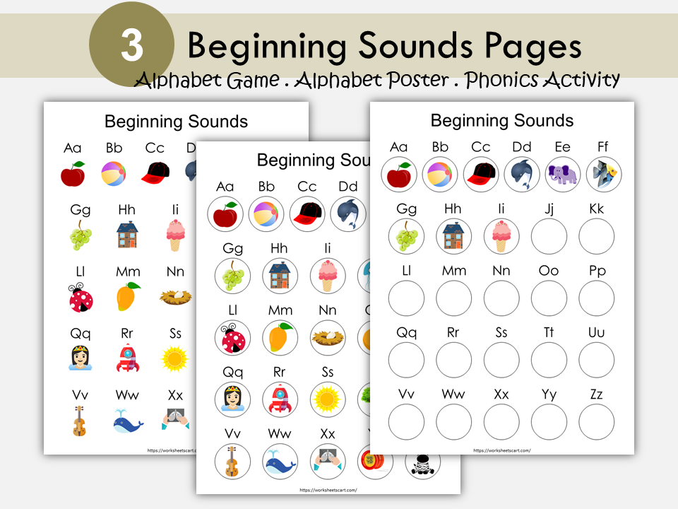 Beginning Sounds, Printable Alphabet Game, Preschool Curriculum, Learning To Read, Homeschool Activity, Phonics Activity, Matching Game, WWF177