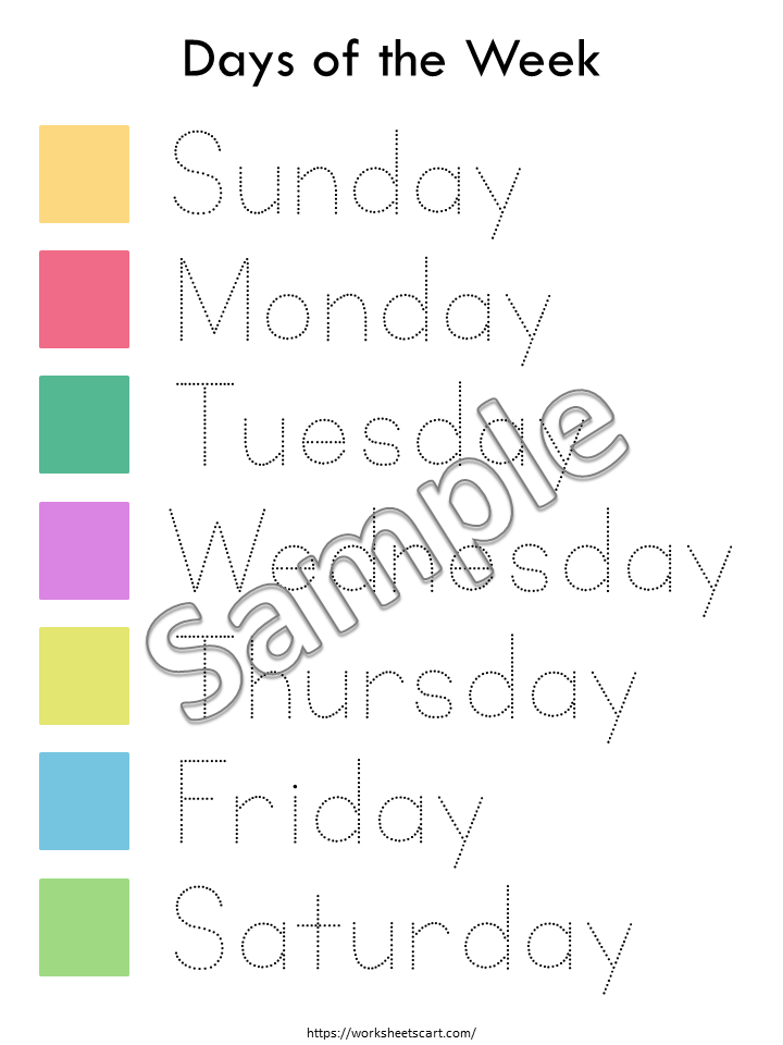 Days of the Week Tracing Worksheet Printable for Kids – Handwriting & Learning Practice, WWF179