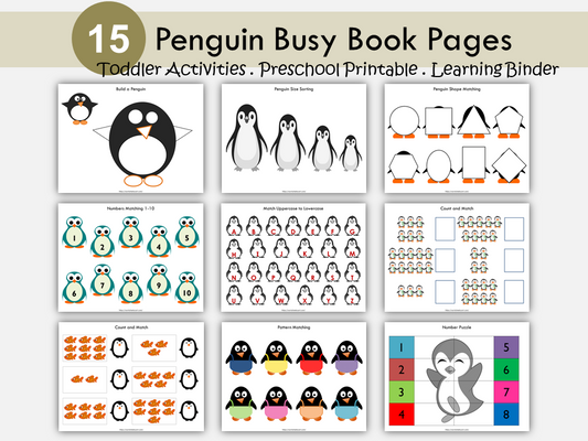 Toddler Busy Book - Penguin Theme Printable, Kindergarten Busy Binder, Quiet Book, Busy Book Pages, Kindergarten Busy Book, Homeschooling, WWF180