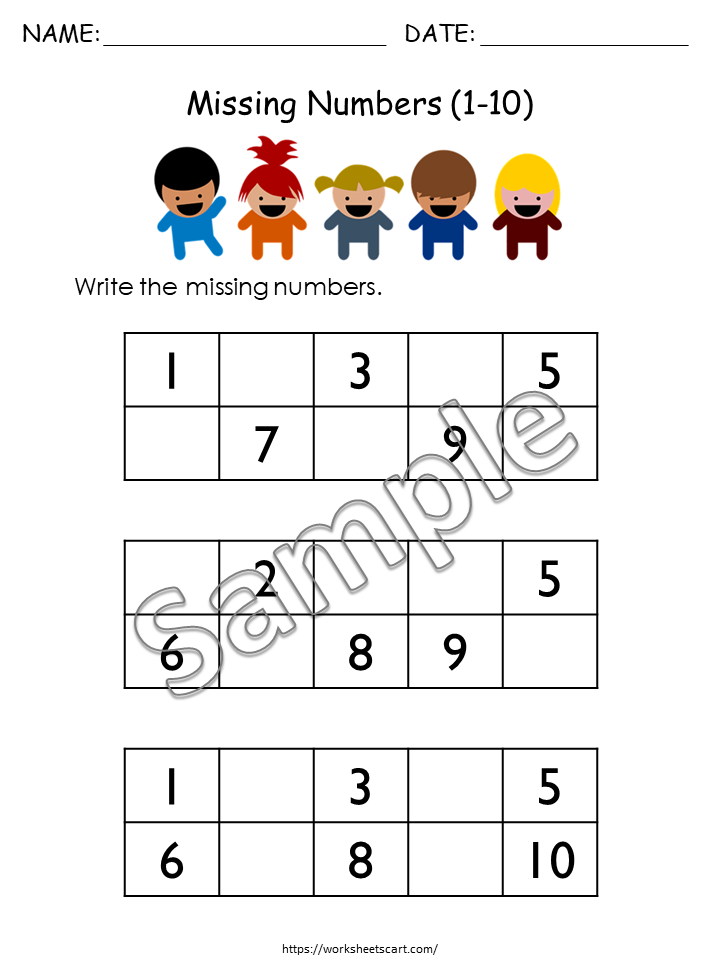 Missing Numbers 1-50 Worksheets Printable, Preschool Worksheets, Kindergarten Math Workbook for Kids, Counting, Number Sequence, Homeschool, WWF187