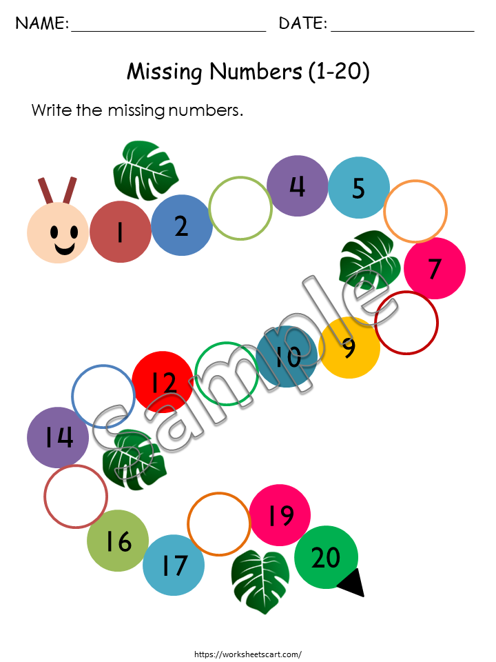 Missing Numbers 1-50 Worksheets Printable, Preschool Worksheets, Kindergarten Math Workbook for Kids, Counting, Number Sequence, Homeschool, WWF187