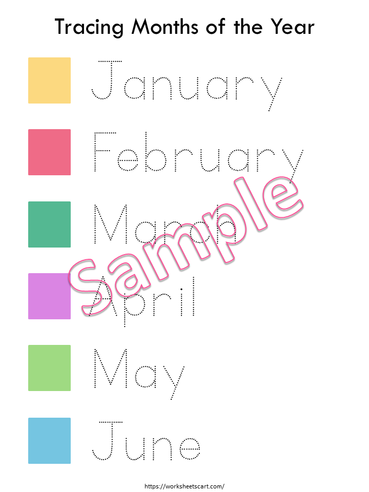Months Of The Year Worksheets, Months of the Year Practice Sheets, Handwriting, Tracing, Kindergarten, Preschool Printable, Educational, WWF188