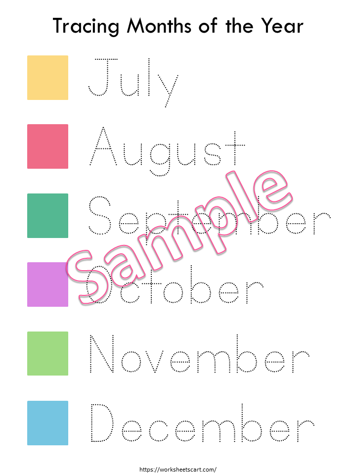 Months Of The Year Worksheets, Months of the Year Practice Sheets, Handwriting, Tracing, Kindergarten, Preschool Printable, Educational, WWF188