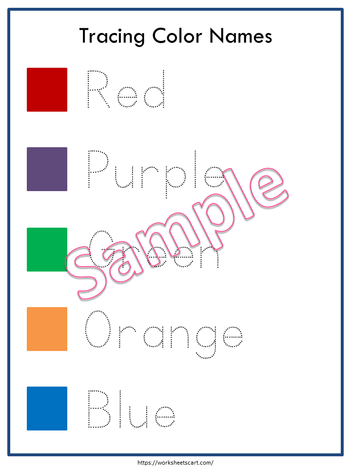 Color Tracing Worksheet, Kindergarten Worksheets, Spellings, Learn to Read and Write Color Names, Toddlers Sight Words, Homeschool Printable, WWF189