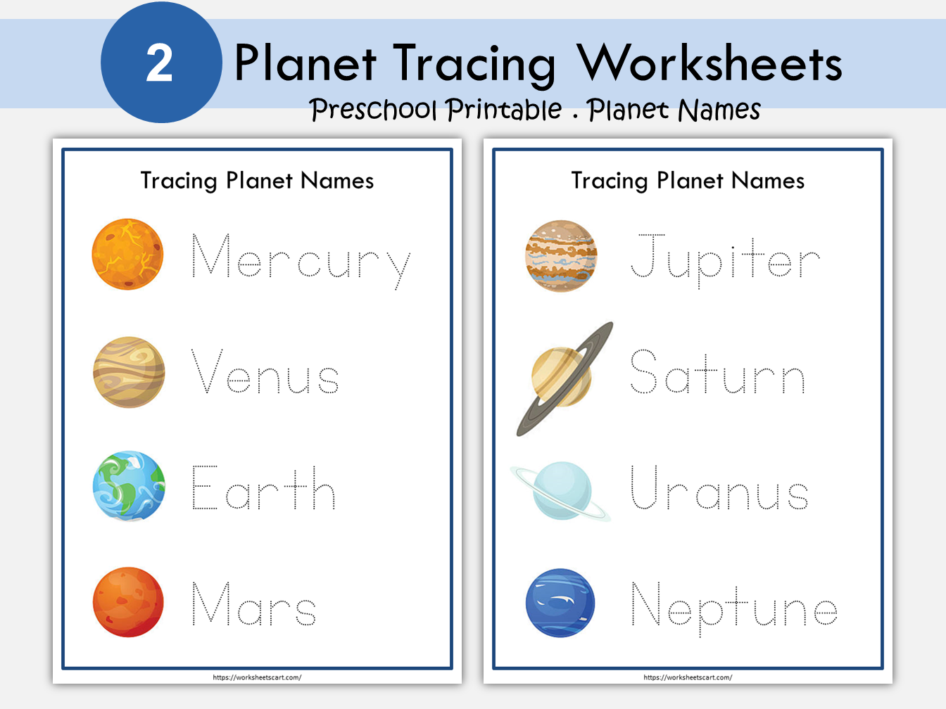 Solar System for Kids, Tracing Planets Name Worksheets, Spelling Practice, Kindergarten, Preschool Learning, Children Activities, Montessori, WWF190