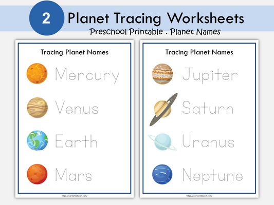 Solar System for Kids, Tracing Planets Name Worksheets, Spelling Practice, Kindergarten, Preschool Learning, Children Activities, Montessori, WWF190