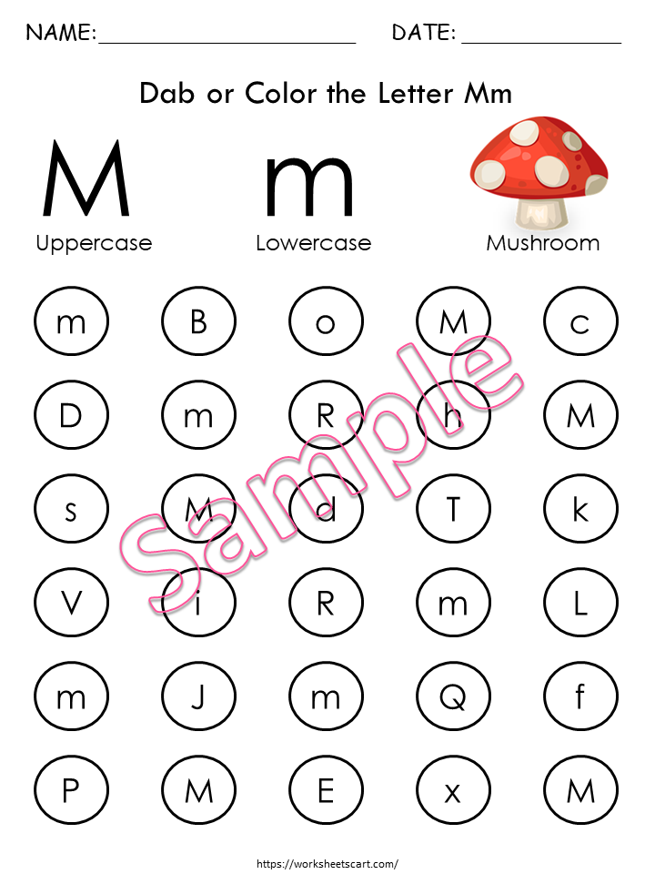 Alphabet Dab & Color Worksheets for Preschool & Kindergarten, WWF196