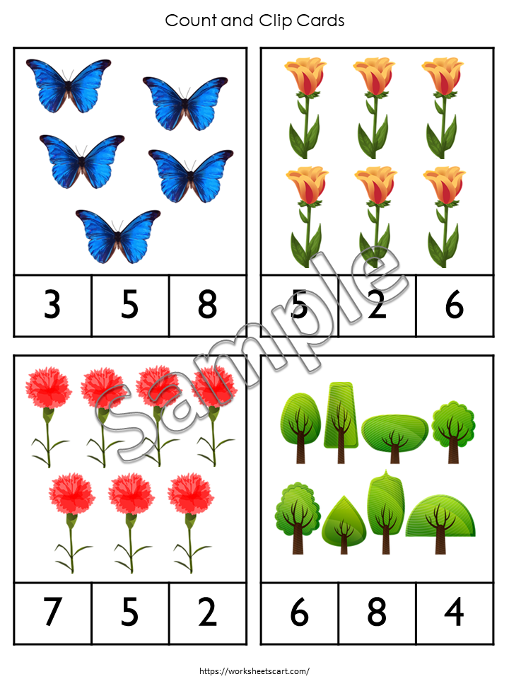 Number Preschool Printable, Number Clip Cards, Count and Clip Math Cards, Numbers 1-10, Counting Activity, Number Sense, Kindergarten Math, WWF198