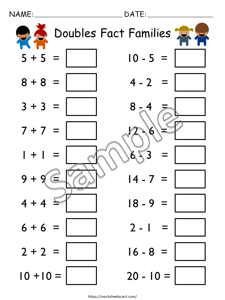 Addition & Subtraction Facts Worksheets up to 10 | 15 Printable Math Practice Sheets for Kids | WWF200