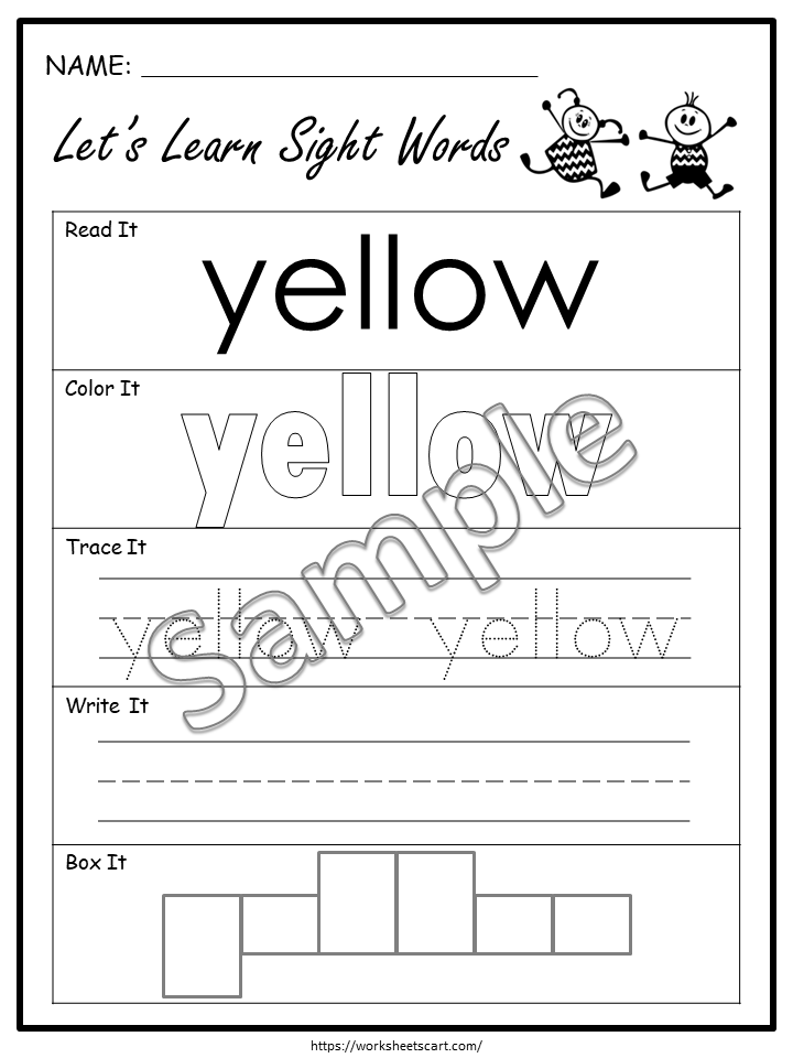 Sight Word Worksheet for Preschool, Dolch Pre Primer 40 Sight Words, Sight Words Bundle, Preschool Printable, Kindergarten, Educational, WWF201