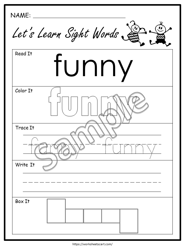 Sight Word Worksheet for Preschool, Dolch Pre Primer 40 Sight Words, Sight Words Bundle, Preschool Printable, Kindergarten, Educational, WWF201