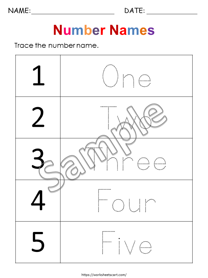 Number Tracing Worksheets 0-10 for Preschool & Kindergarten, Number Words Handwriting Practice Printable, Early Math Skills, PDF Download, WWF203