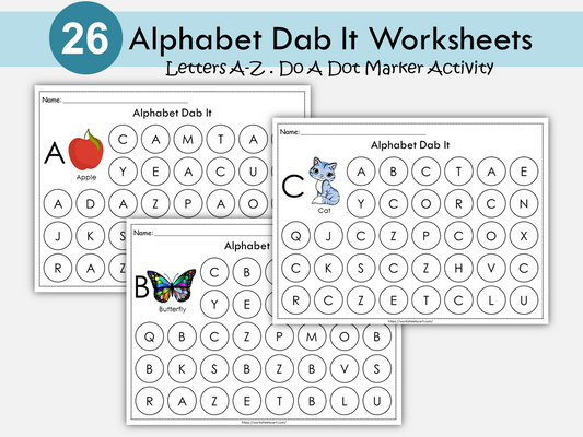 Alphabet Search & Dab Worksheets – Uppercase Letter Recognition Printable for Preschool & Kindergarten, WWF204