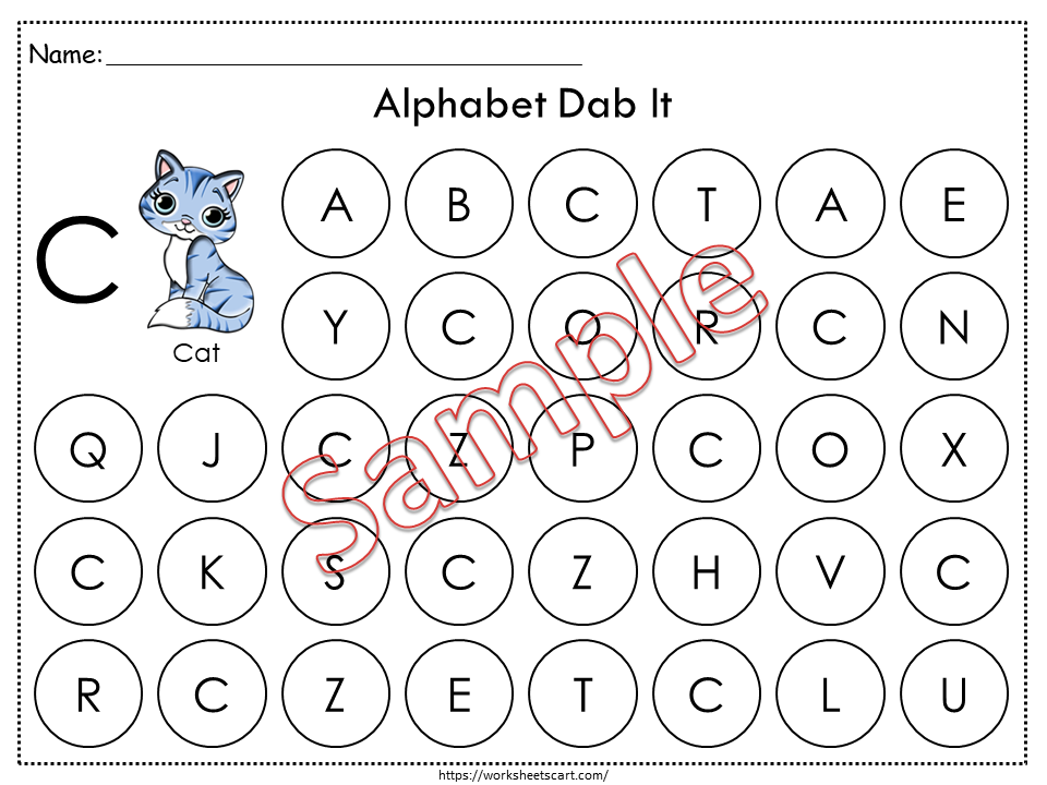 Alphabet Search & Dab Worksheets – Uppercase Letter Recognition Printable for Preschool & Kindergarten, WWF204
