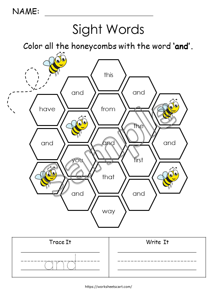 Sight Words Worksheets, Kindergarten-1st Grade Handwriting and Spelling Activity, Fry 1st Hundred Sight Words Activities, Learn to Read, WWF205