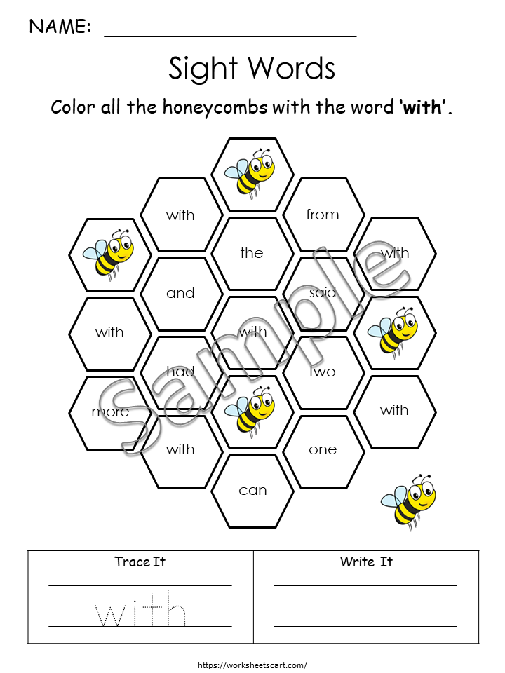 Sight Words Worksheets, Kindergarten-1st Grade Handwriting and Spelling Activity, Fry 1st Hundred Sight Words Activities, Learn to Read, WWF205