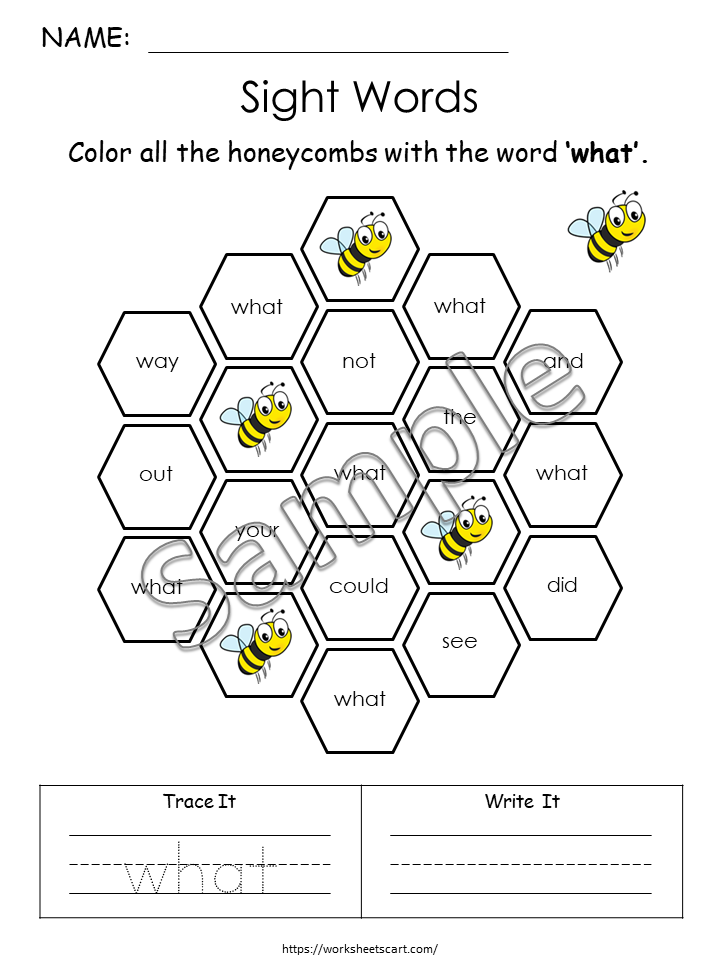 Sight Words Worksheets, Kindergarten-1st Grade Handwriting and Spelling Activity, Fry 1st Hundred Sight Words Activities, Learn to Read, WWF205