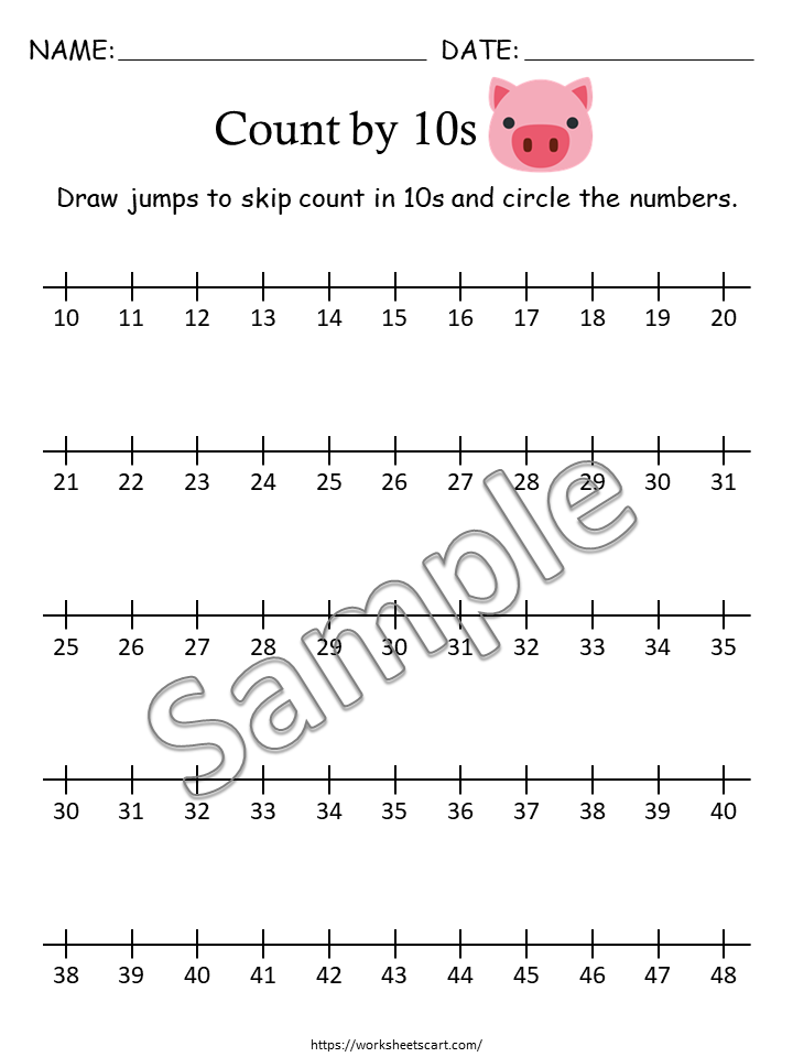 Skip Counting Worksheets Printable (2s, 5s, 10s) – 45 Math Practice Pages for Kindergarten & 1st Grade, WWF208