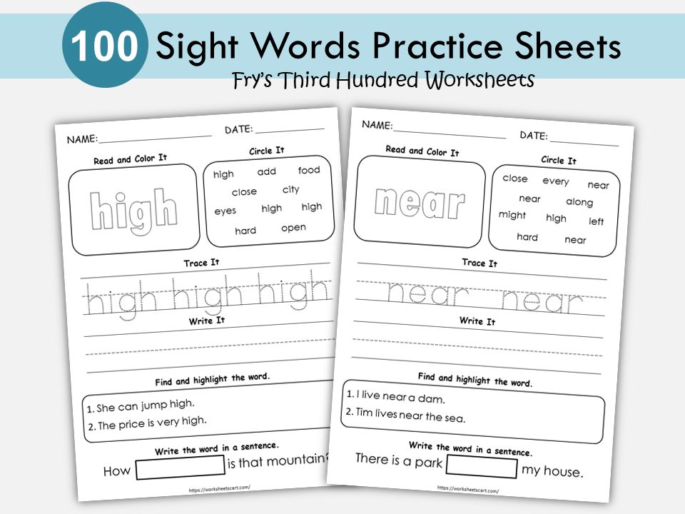 Sight Word Worksheets, Sight Words Printable, Fry Third Hundred Workbook, Learn to Read, Kindergarten Sight Words, Phonics Book, Grade 1,2,3, WWF220