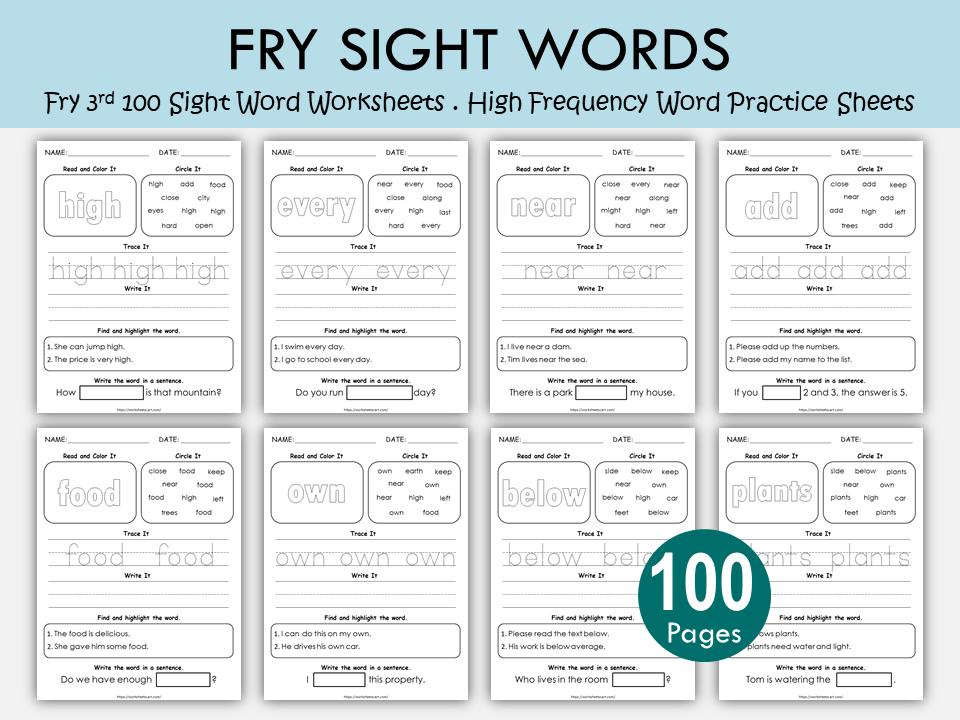 Fry Third 100 Sight Words Worksheets | Printable Reading Activities, WWF220