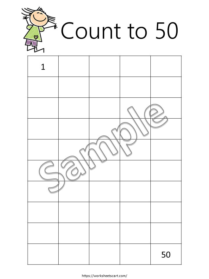 Number Chart 1-100, Number Posters for Kids, Number Counting, Number Worksheets, Writing Number, Count to 50, Preschool, Kindergarten, WWF221