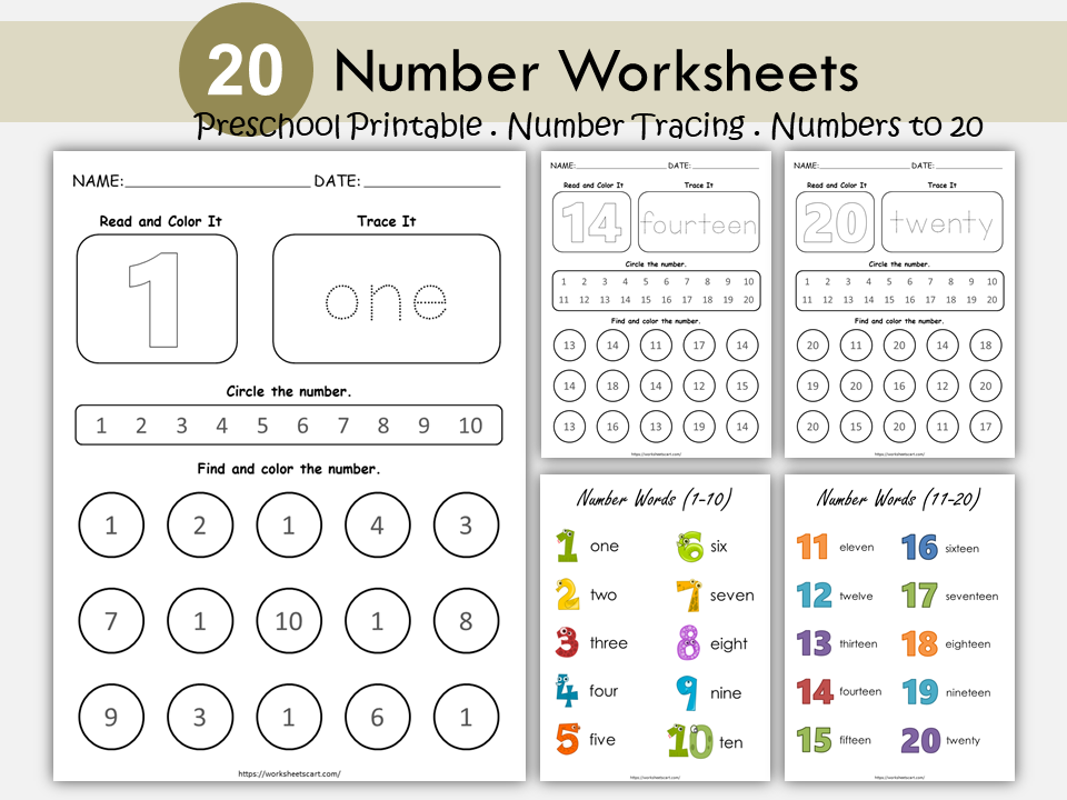Number Worksheets, Number Tracing for Preschool, Preschool Printable, Preschool Worksheets, PreK, Beginning Math, Counting, Learning Numbers, WWF223