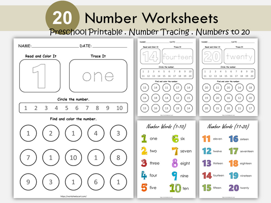 Number Worksheets, Number Tracing for Preschool, Preschool Printable, Preschool Worksheets, PreK, Beginning Math, Counting, Learning Numbers, WWF223